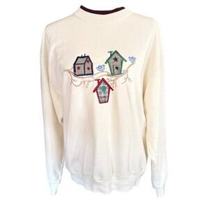 Vtg 90s Y2K Birdhouse Sweatshirt Jerzees Grandmacore Granny core